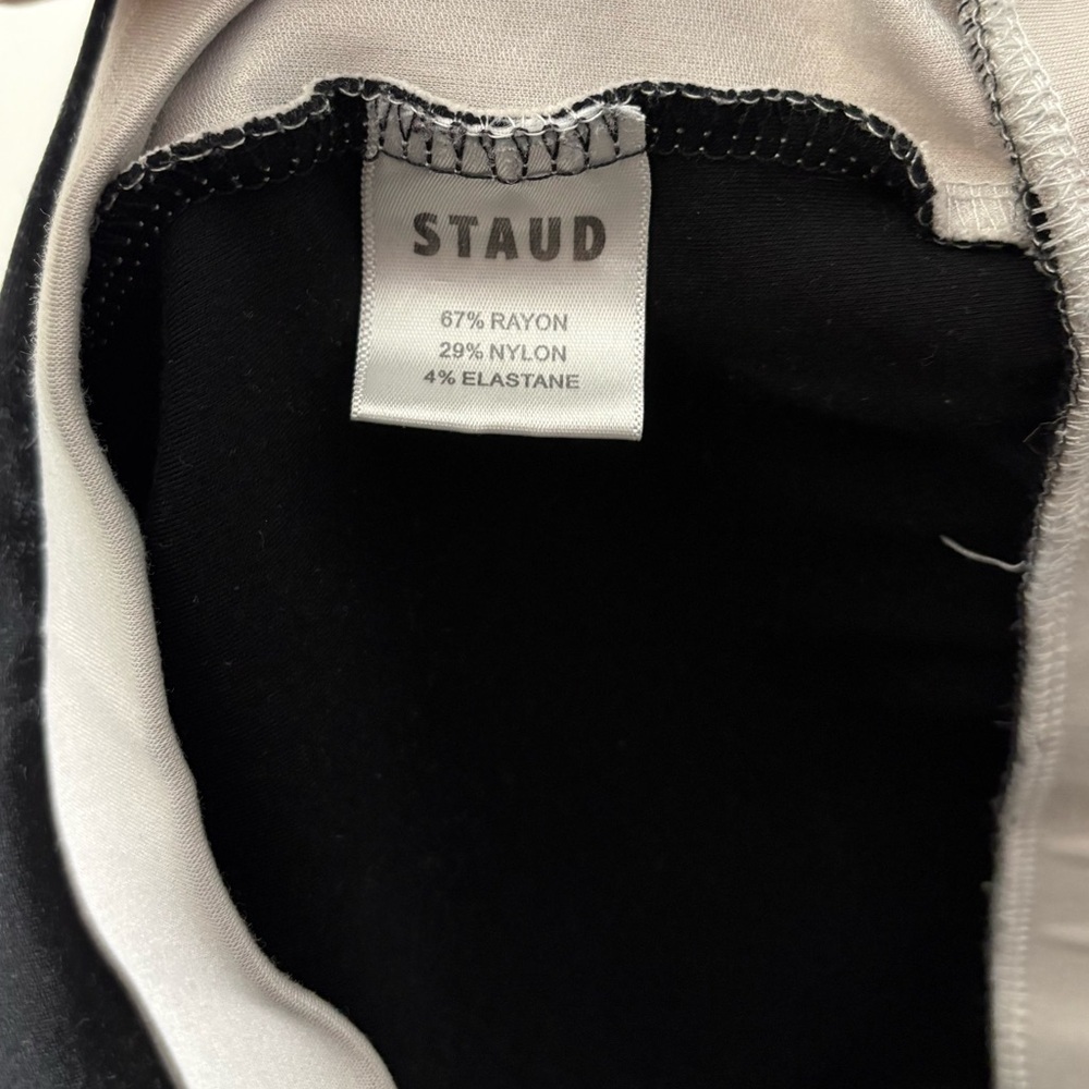 STAUD Black Track Flare Joggers with White Side Stripe - Picture 6 of 6